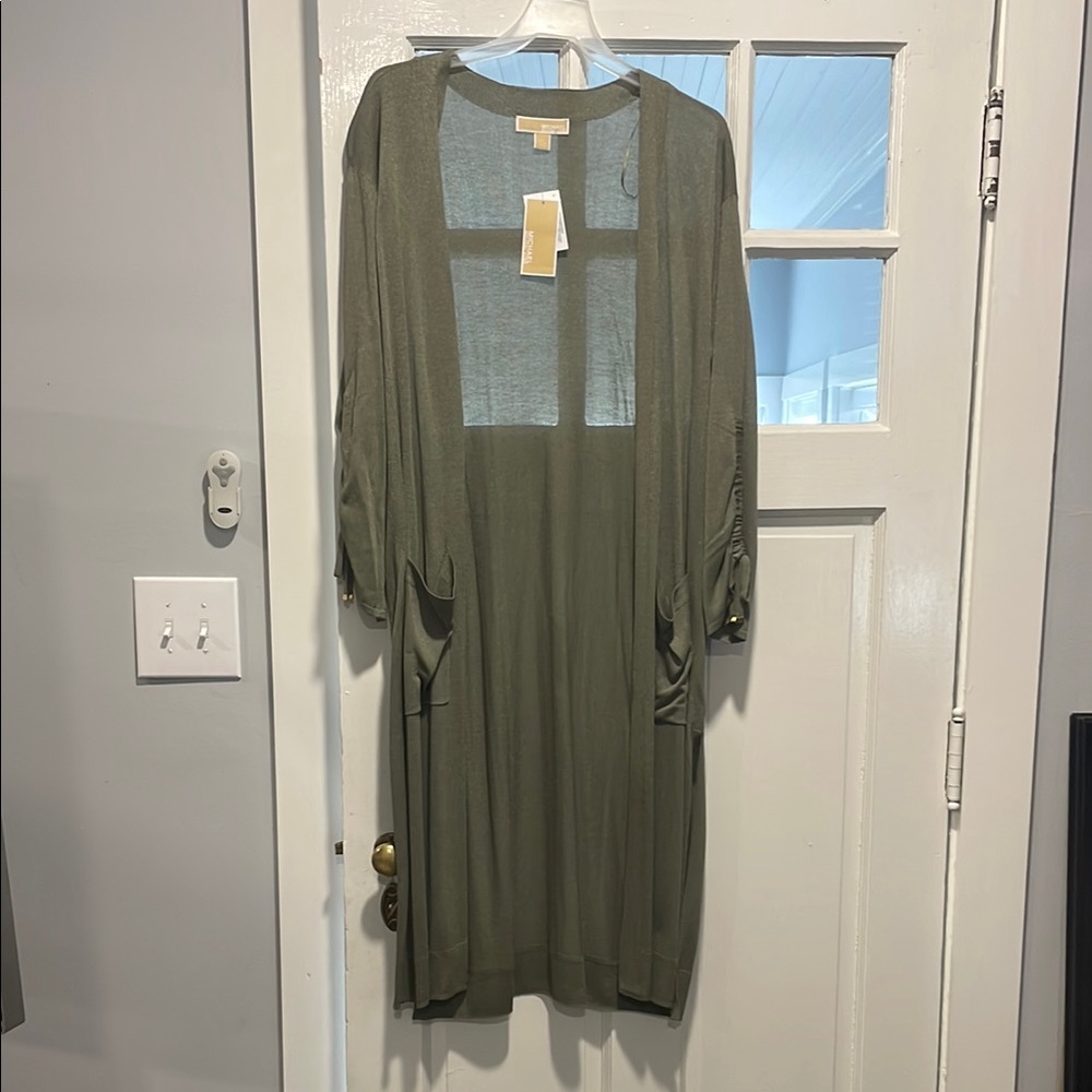 Olive Green Long Cardigan